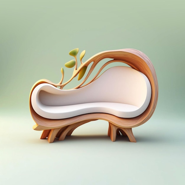 Une petite chaise avec un arbre qui en sort