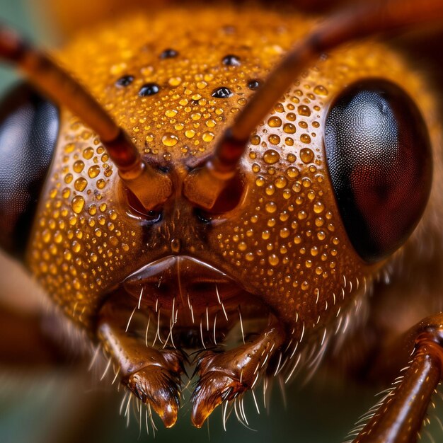 Photo une petite colonie de fourmis travaille ensemble pour obtenir de la nourriture générée par l'ia