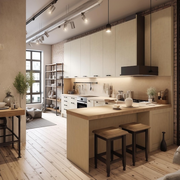 petite cuisine style loft