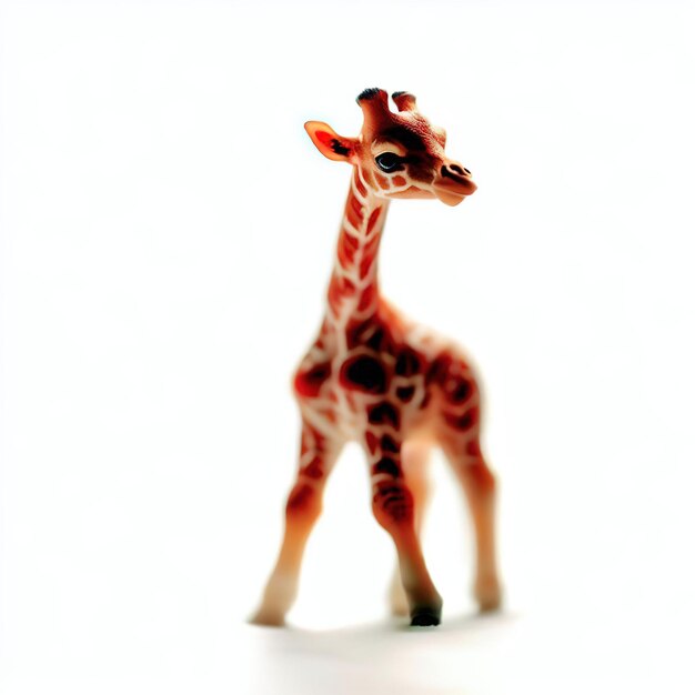 Une petite figurine de girafe avec le mot girafe dessus.