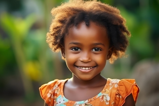 une petite fille africaine sourit à la caméra