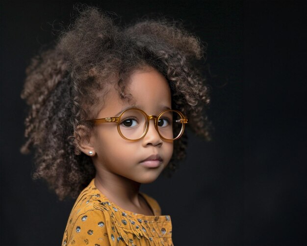 Photo une petite fille afro-américaine portant des lunettes pour corriger la vue