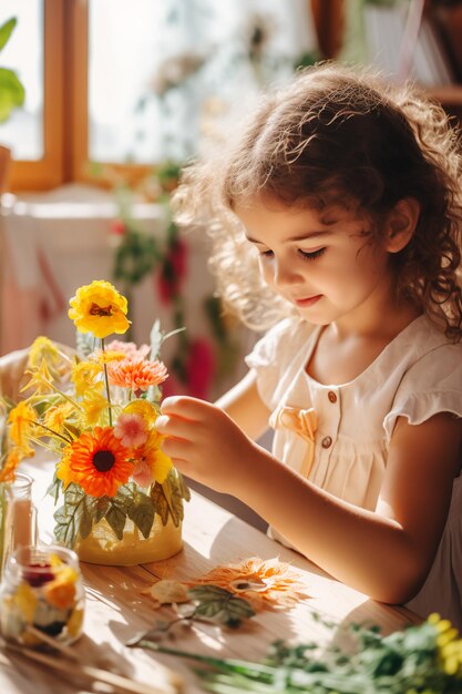 Petite fille Apprentissage Montessori Nourrir la curiosité et l'indépendance