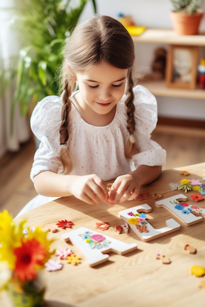 Petite fille Apprentissage Montessori Nourrir la curiosité et l'indépendance