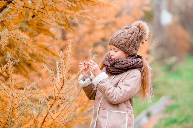 Petite fille en automne au jour de l'automne