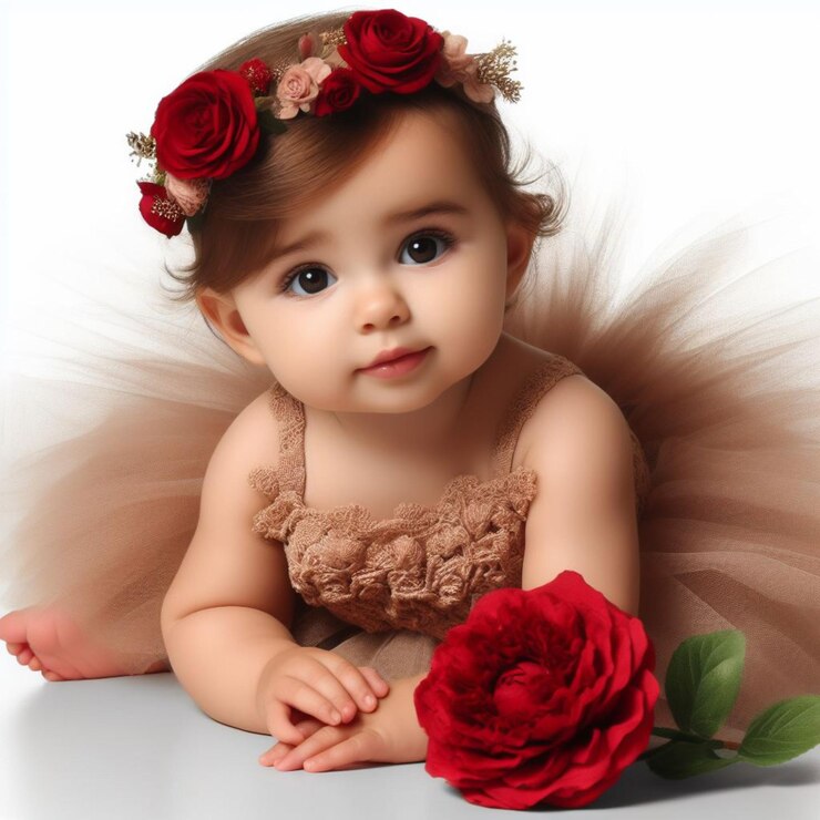 Photo une petite fille avec une couronne de fleurs sur la tête