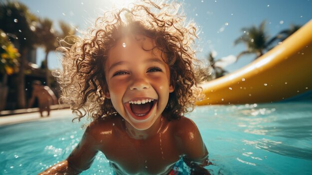 Petite fille dans la piscine