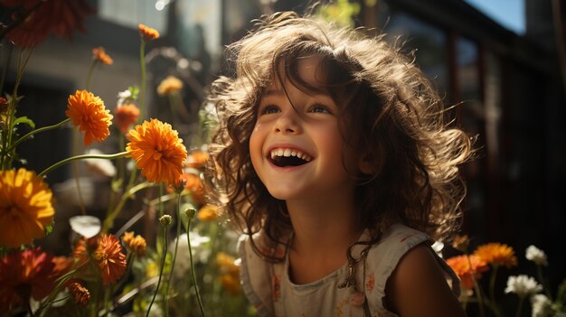 Une petite fille dans un tournesol