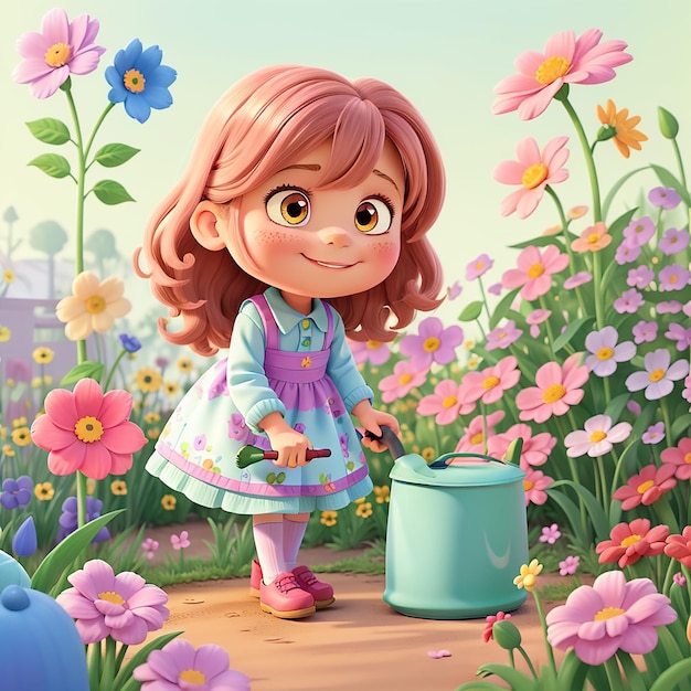 Une petite fille est au jardin.