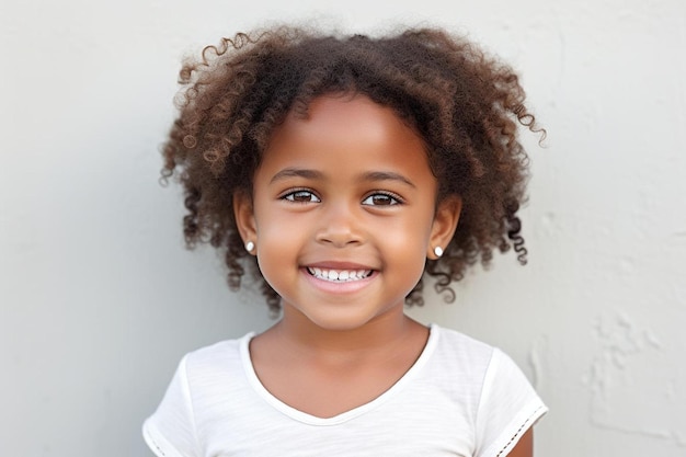 une petite fille avec un grand sourire sur le visage