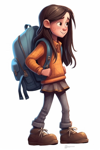 Petite fille avec illustration de sac à dos pour l'aventure