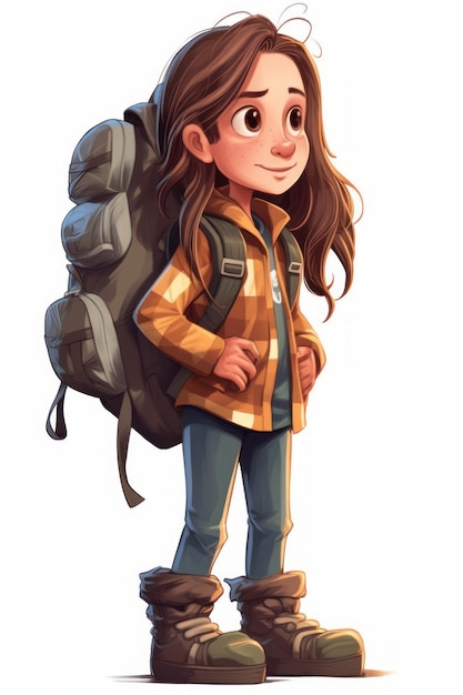 Petite fille avec illustration de sac à dos pour l'aventure