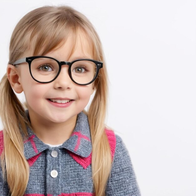 Une petite fille avec des lunettes.