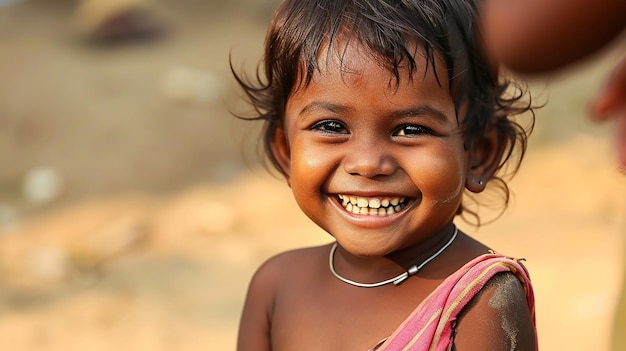 Une petite fille pauvre et mignonne du Sri Lanka avec un sourire