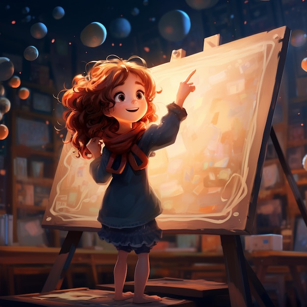 une petite fille avec une peinture de ses cheveux