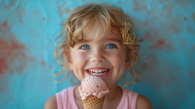 Une petite fille qui apprécie la glace