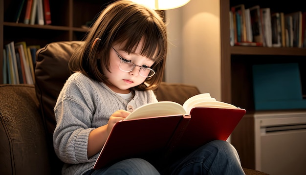 Une petite fille qui lit.