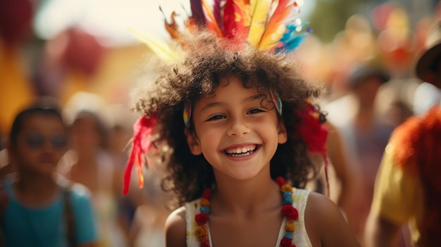 Une petite fille souriante portant une coiffure colorée