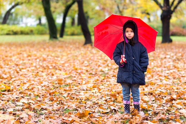 Petite fille sous parapluie