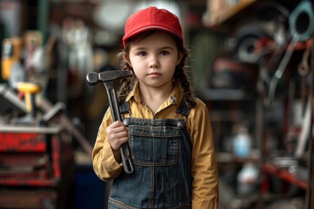 Une petite fille tenant une clé