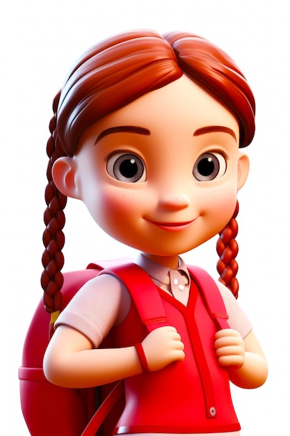 Petite fille avec des tresses et un gilet rouge sourit à la caméra Generative AI