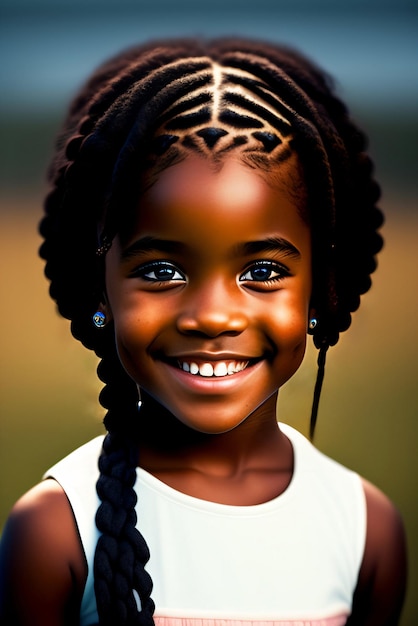 Une petite fille avec des tresses sur ses cheveux