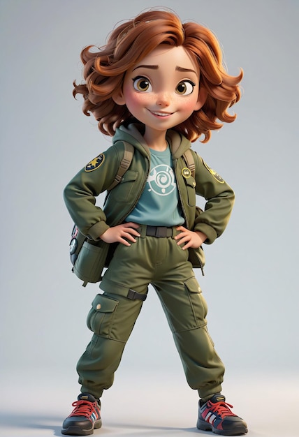 une petite fille en uniforme militaire