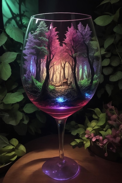 Petite forêt enchantée capturée dans un verre