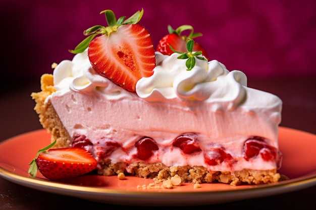 Petite fraise avec des couches de pudding de gâteau et de crème fouettée