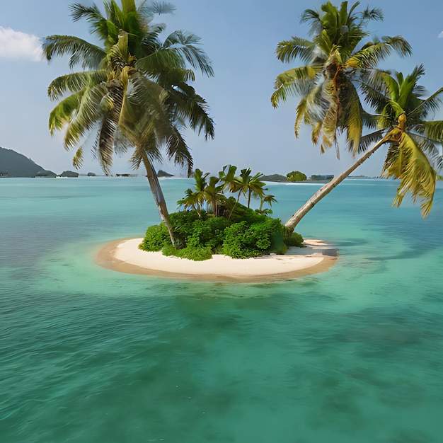 Photo une petite île avec des palmiers sur la plage