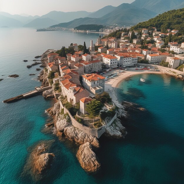 Une petite île avec un petit château dessus