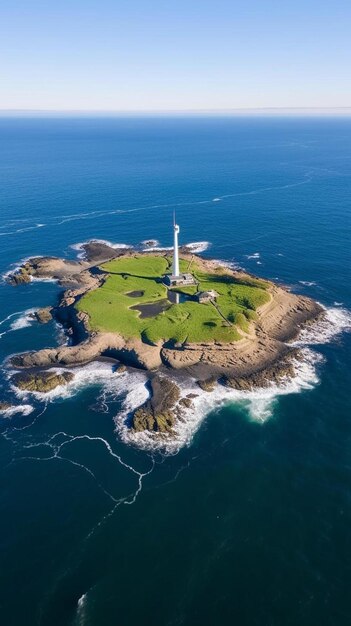 Photo une petite île avec un phare au sommet