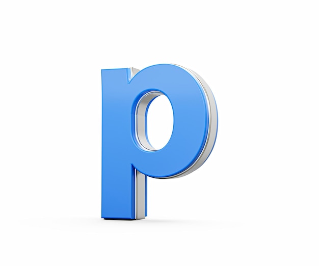 Petite lettre bleue p Alphabet p brille avec son design moderne élégant avec des bords tranchants illustration 3D