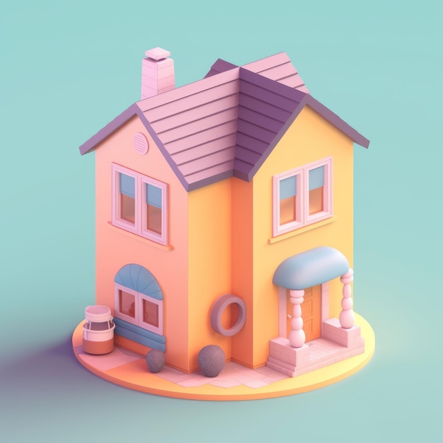 Une petite maison au toit rose