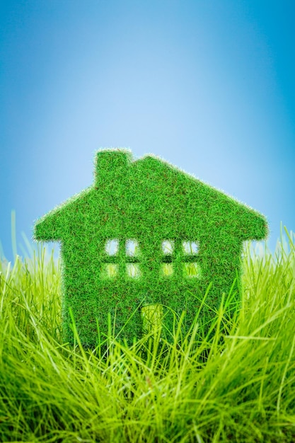 Petite maison écologique sur l'herbe verte