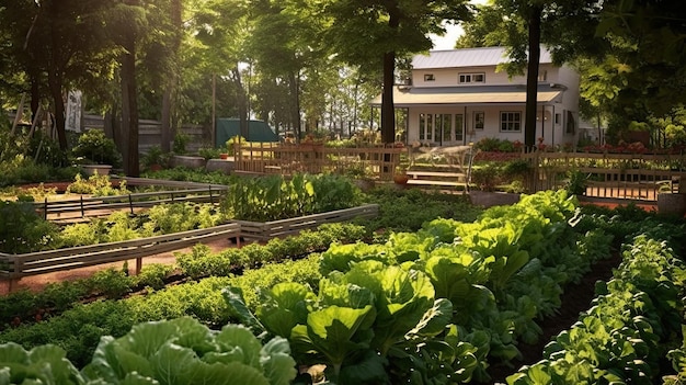 Une petite maison avec un potager dans la nature Vivez une vie simple dans la campagne thaïlandaise Generative AI