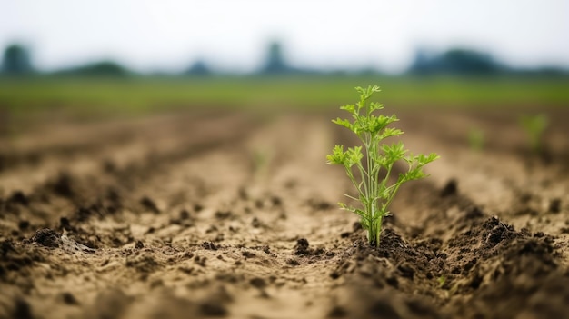 Une petite plante dans un champ