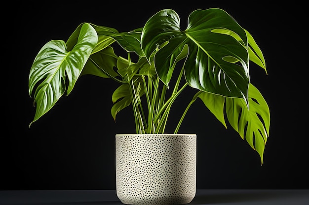 une petite plante de monstera en pot