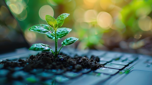 une petite plante pousse dans une cage de fil