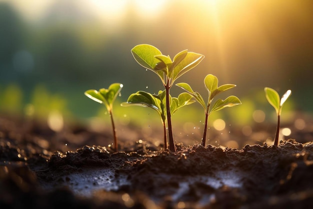 une petite plante qui pousse dans le sol