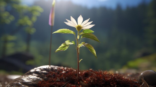 Photo une petite plante qui pousse du sol