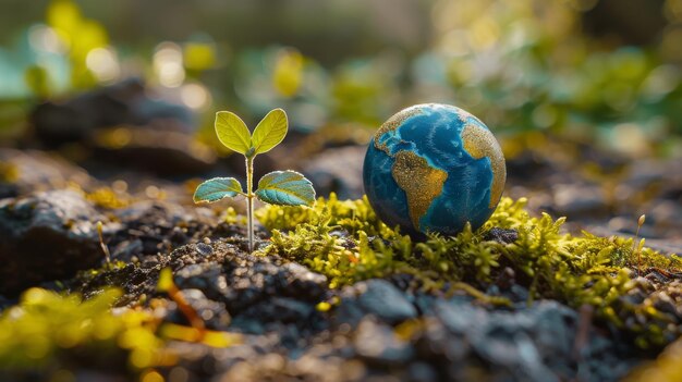 Une petite plante qui pousse à partir d'un petit globe