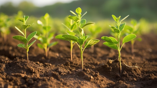 Une petite plante verte dans un monticule de terre