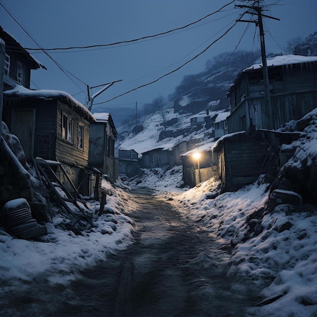 Une petite ruelle dans la neige