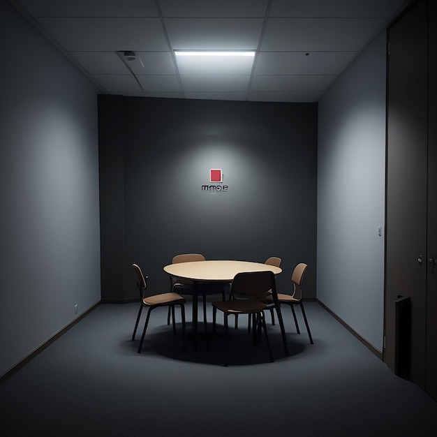 Petite salle de réunion sans personne avec de la lumière générée par l'IA