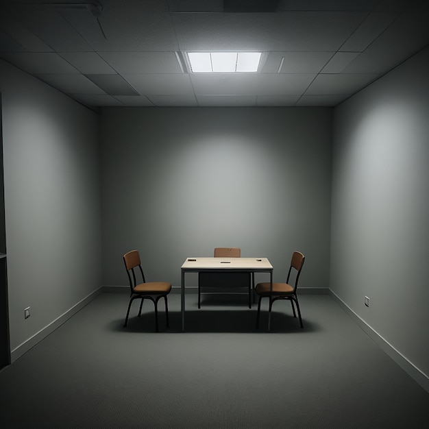 Petite salle de réunion sans personne avec de la lumière générée par l'IA