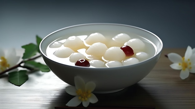Petite soupe d'osmanthus sucrée tangyuan blanc avec décoration Ai Génératif