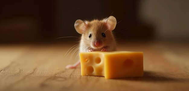 Une petite souris grignotant un morceau de fromage généré par l'IA