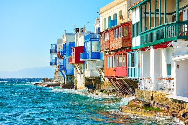 Petite Venise sur l'île de Mykonos, Cyclades, Grèce