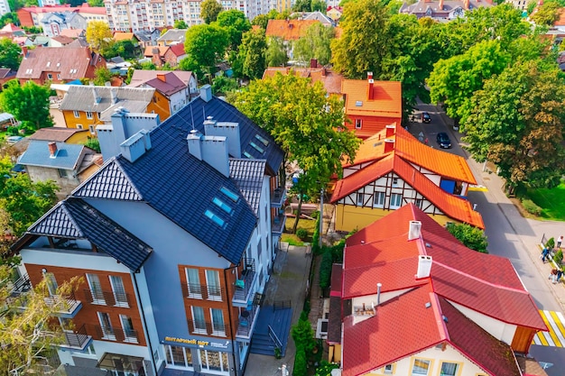 Petite ville de Zelenogradsk sur la vue aérienne de la mer Baltique